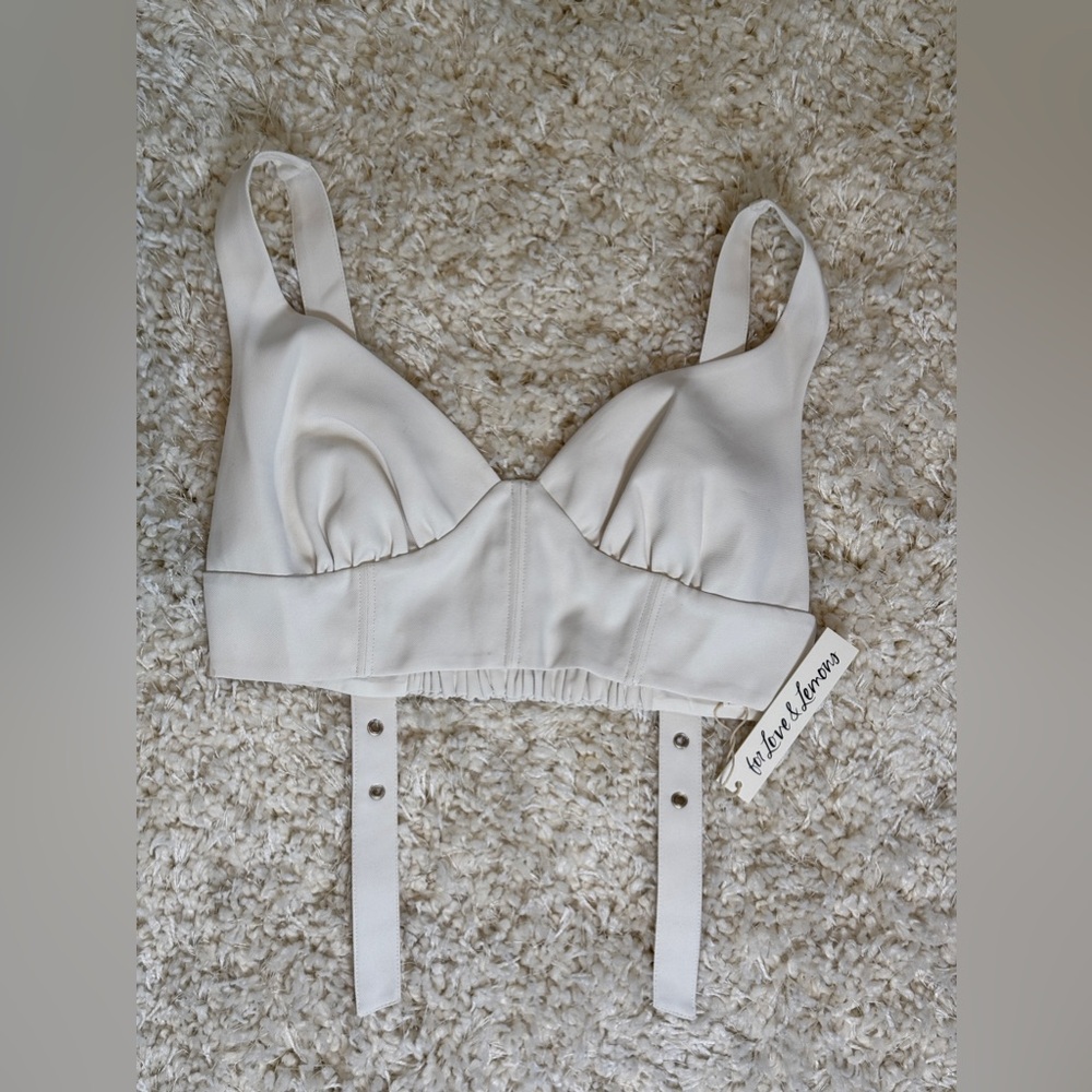 For Love & Lemons Pleated Bralette Top With Buckle Straps